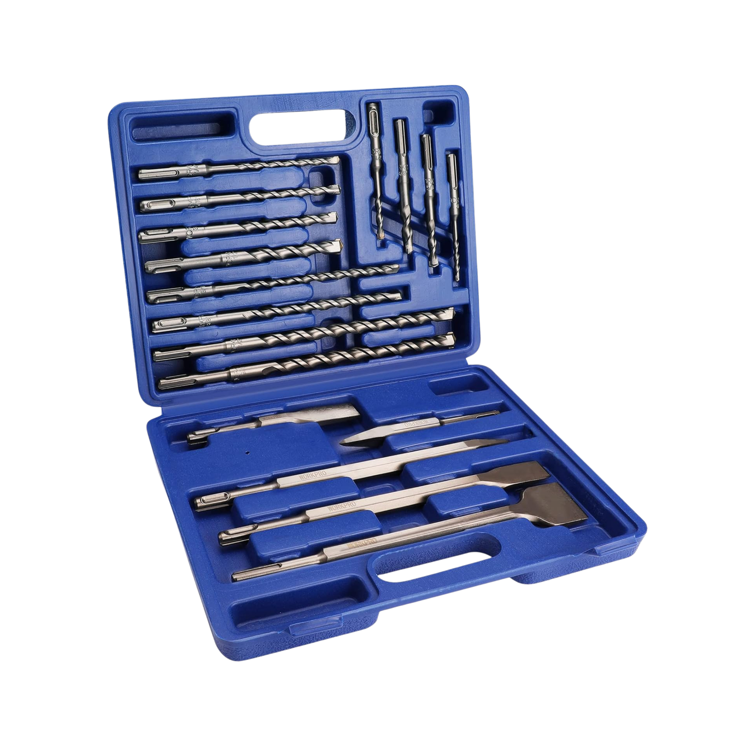 WORKPRO SDS-PLUS - JUEGO DE BROCAS Y CINCELES PARA MARTILLO ROTATIVO SDS-PLUS