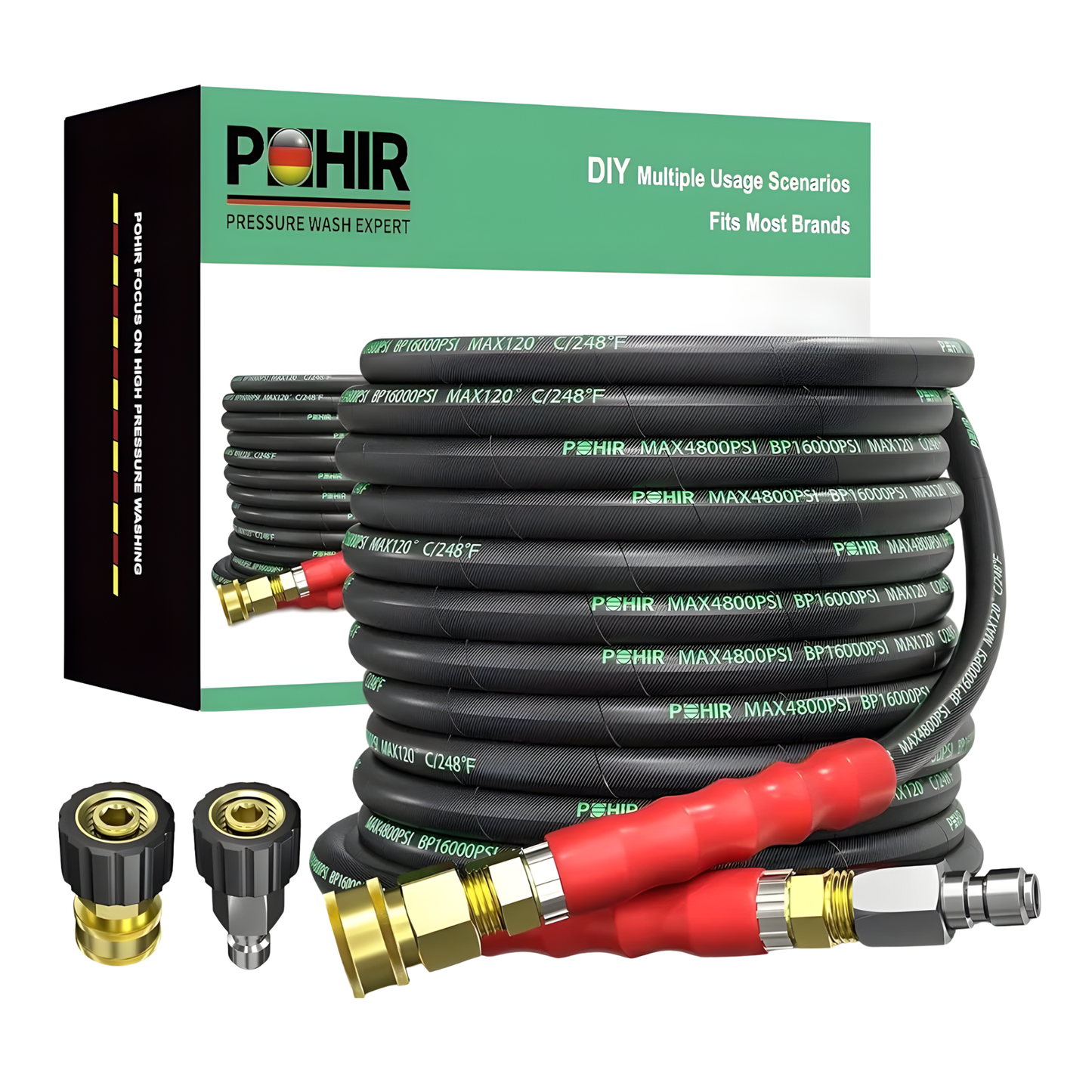 MANGUERA R2, DOBLE MALLA DE 50 PIES X 3/8” POHIR, 4800 PSI