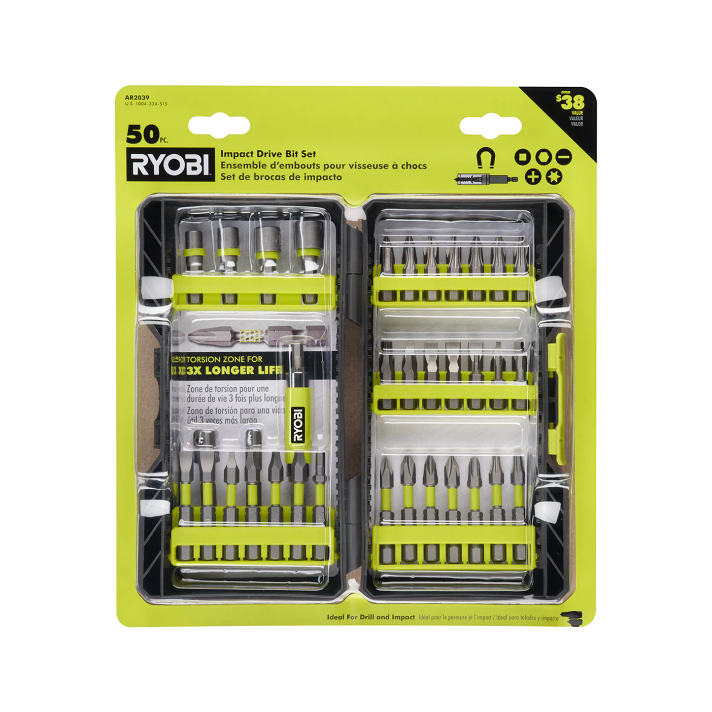 JUEGO DE PUNTAS DE IMPACTO - 50 PIEZAS RYOBI