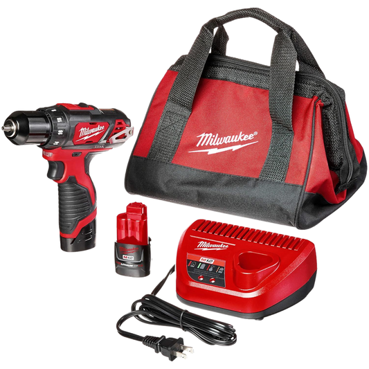 MILWAUKEE KIT DE TALADRO/DESTORNILLADOR M12 DE 3/8“ (2407-22)