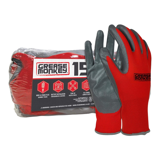 GUANTES DE TRABAJO RECUBIERTOS DE NITRILO GREASE MONKEY, PAQUETE DE 15 PARES