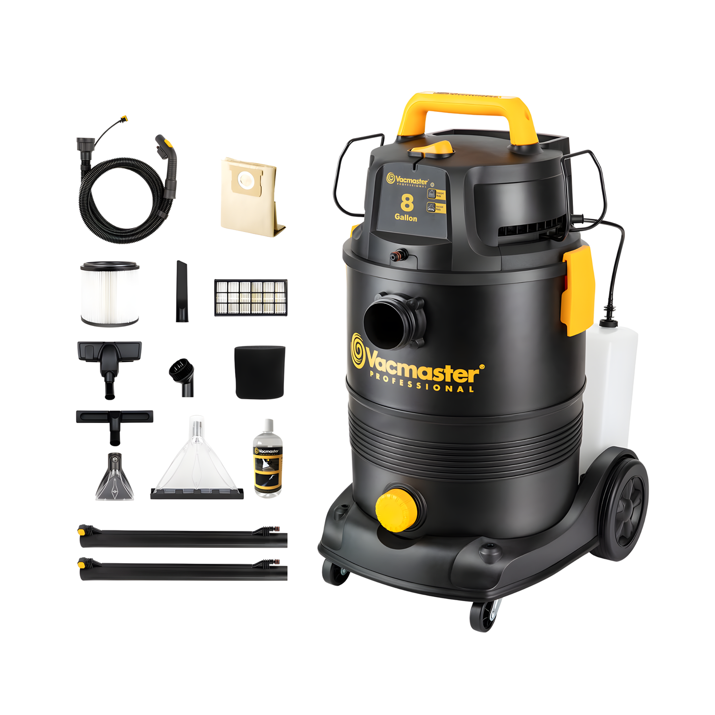 LIMPIADOR DE ALFOMBRAS PORTÁTIL 8 GALONES VACMASTER WET DRY SHAMPOO ASPIRADOR 3 EN 1