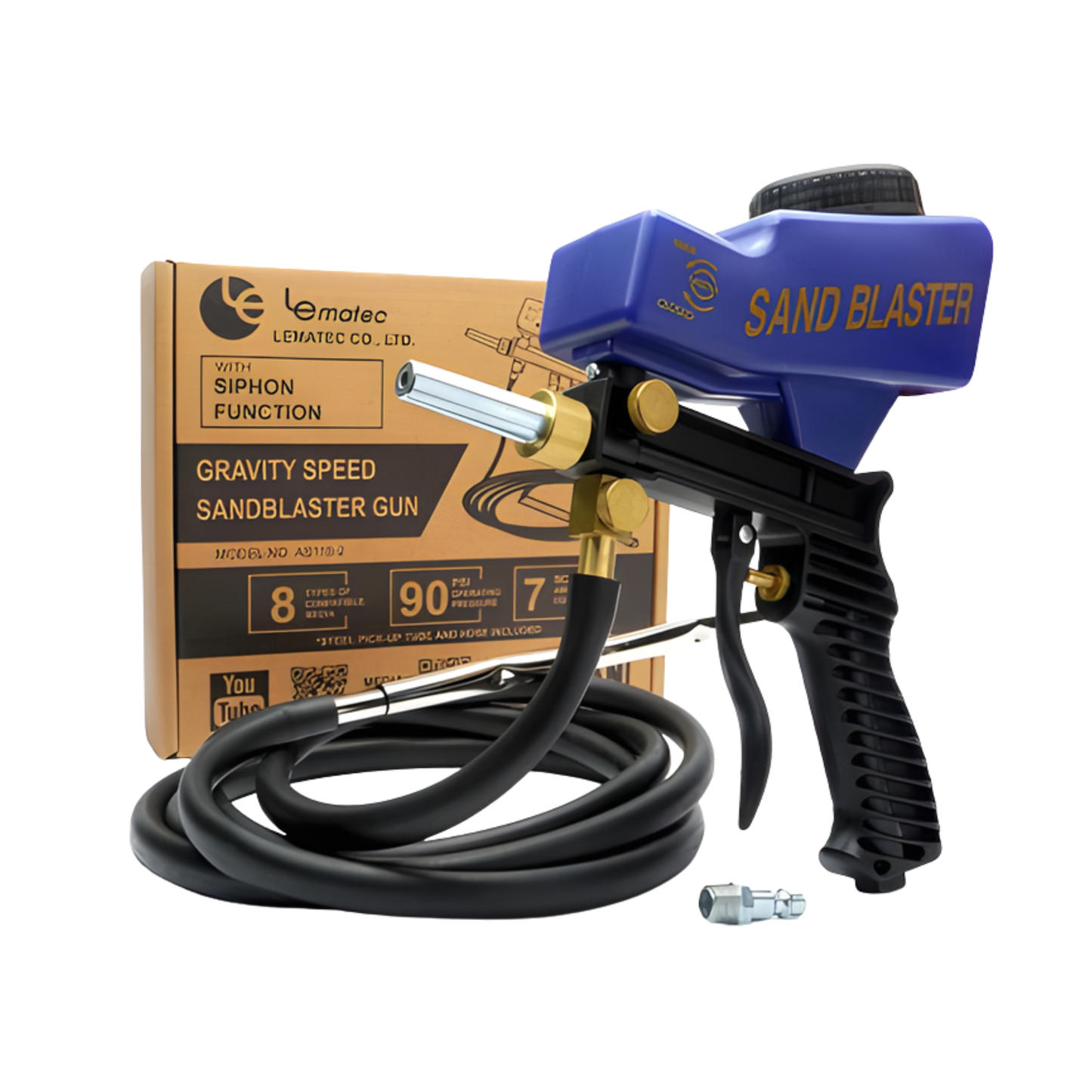 LE LEMATEC KIT DE PISTOLA DE CHORRO DE ARENA, REMOVEDOR DE ÓXIDO Y PELADOR DE PINTURA