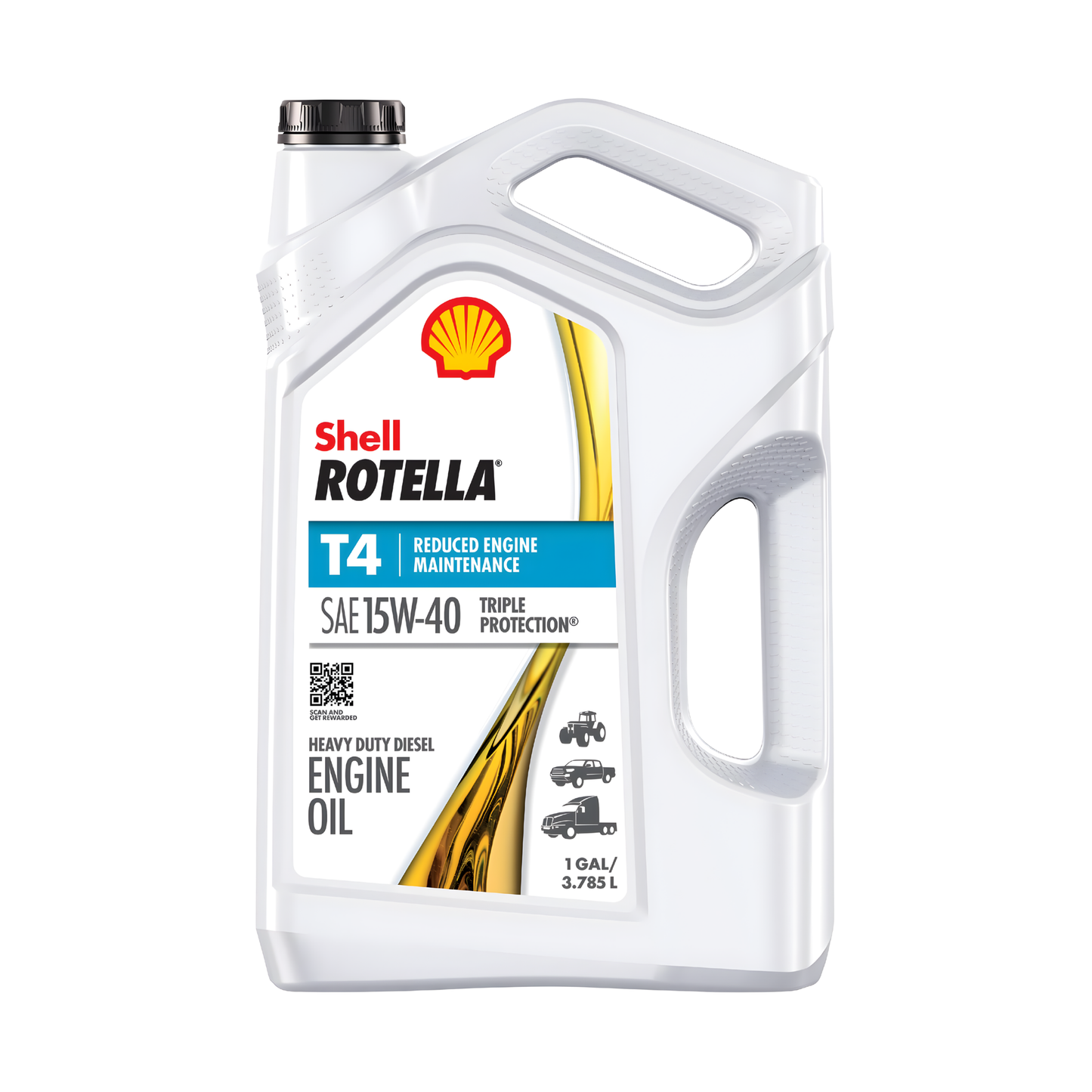 SHELL ROTELLA ACEITE DE MOTOR T4 TRIPLE PROTECCIÓN 15W-40, PARA EQUIPOS DIÉSEL, 1 GALÓN